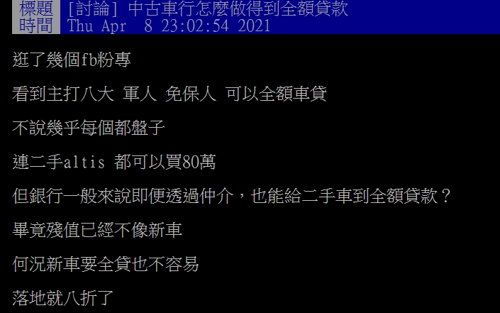 買二手車貸款 PTT